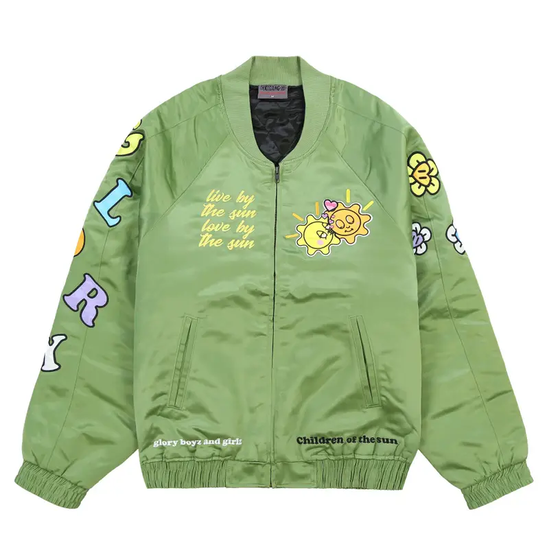 Latest Glo Gang Satin Bomber Jacket(Vintage Green)